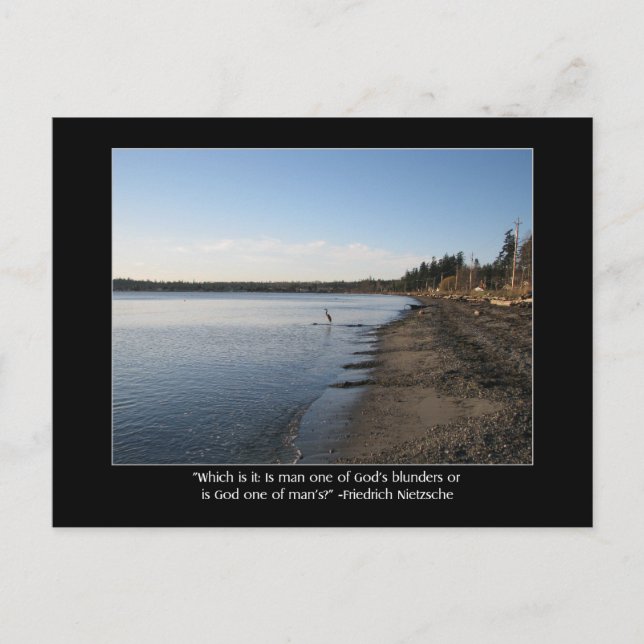 Heron mit Nietzsche Zitat Postkarte (Vorderseite)