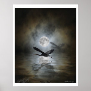 "Heron Moon" Art Print Poster