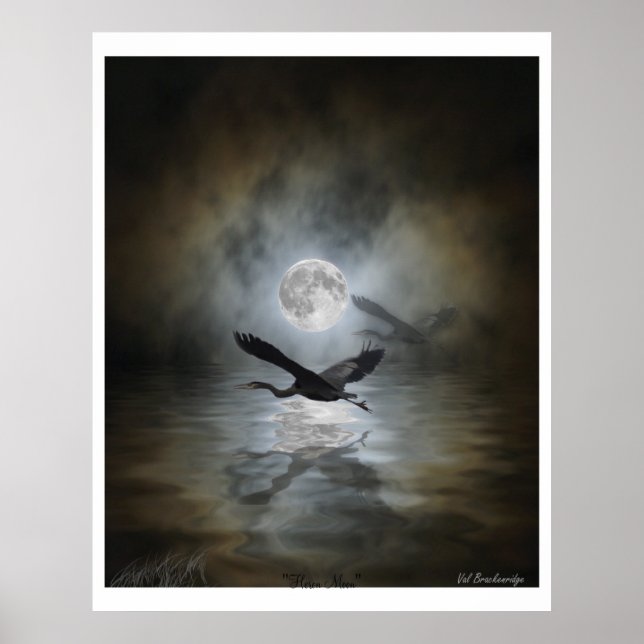 "Heron Moon" Art Print Poster (Vorne)