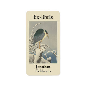 Heron, Schnee, Ast, Buchzeichen Adressaufkleber