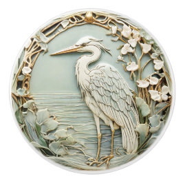 Heron Sea Bird Art Nouveau Imitats Relief Links Mi Keramikknauf