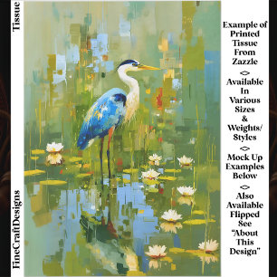 Heron Staning Under Water Lilis EF1R Decoupage Seidenpapier