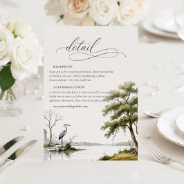 Heron Toile Country Calligraphy Wedding Details Begleitkarte