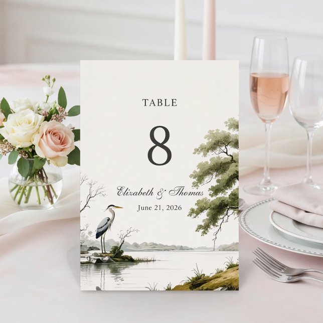 Heron Toile Französische Landhochzeit Tischnummer (Von Creator hochgeladen)