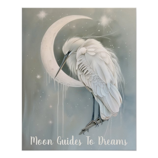 Heron-Vogelbaby auf dem Mond Poster (Vorderseite)