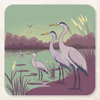 Herons by the Lake Rechteckiger Pappuntersetzer