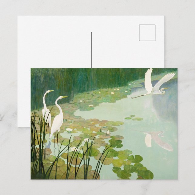 Herons im Sommer von Newell Convers Wyeth Einladungspostkarte (Vorne/Hinten)