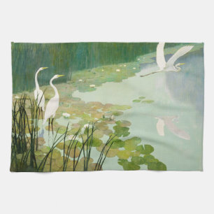 Herons im Sommer von Newell Convers Wyeth Geschirrtuch
