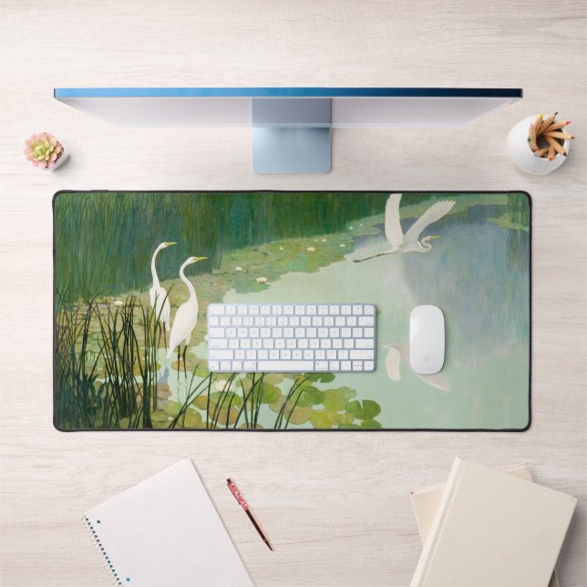 Herons im Sommer von Newell Convers Wyeth Schreibtischunterlage (Büro 1)