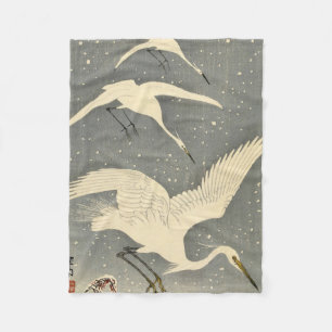 Herons von Ohara Koson in Snow Fleecedecke