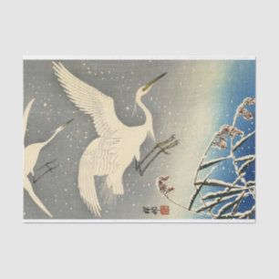 Herons von Ohara Koson in Snow Seidenpapier