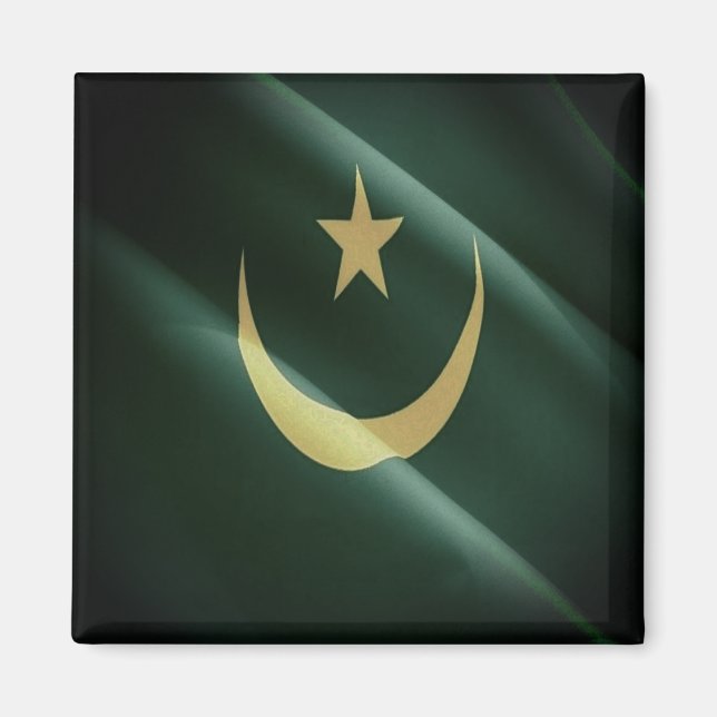HERR 002 MAURITANIA, Waving Flag, Afrika, Kühlschr Magnet (Vorne)