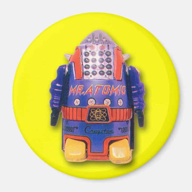 Herr Atomic Toy Robot Round Magnet (Vorne)