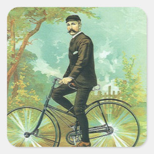 Herr auf einem Fahrrad Quadratischer Aufkleber