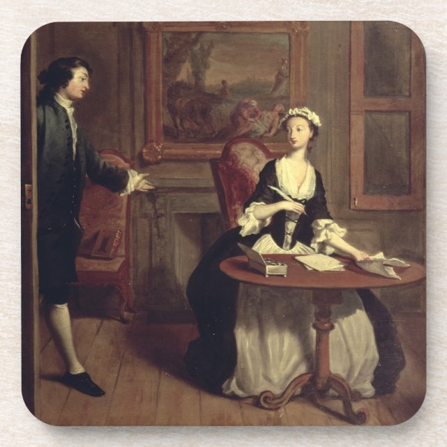 Herr B. findet Pamela-Schreiben, Illustration von Getränkeuntersetzer (Vorderseite)