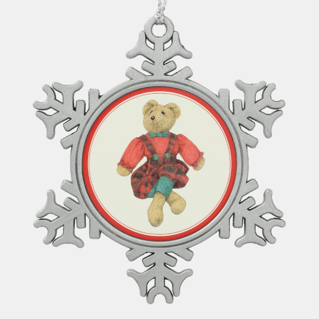 HERR BEAR Pewter Snowflake Ornament (Vorderseite)