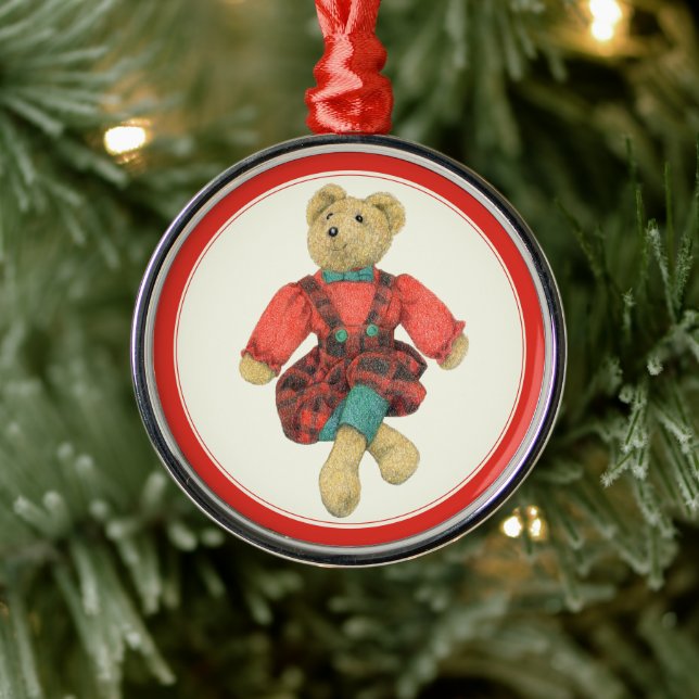 HERR BEAR Premium Runder Ornament Aus Metall (Baum)