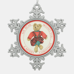 HERR BEAR Zinnschneefleckchen Ornament + Text