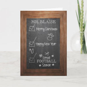 Herr Blaise, Christmas Football Coach, Chalkboard Feiertagskarte