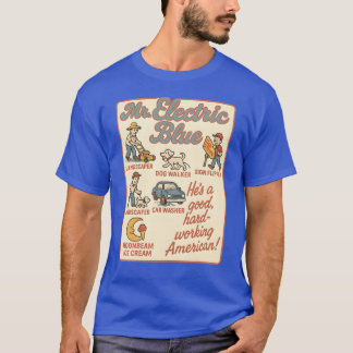 Herr Blau Elektrischer Lustiger Amerikanischer Boo T-Shirt