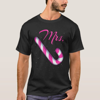 Herr Candy Cane Frau Merry and Bright Pink and Blu T-Shirt