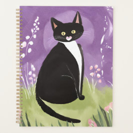Herr Chonk | Tuxedo-Katze Lila Aquarell Planer
