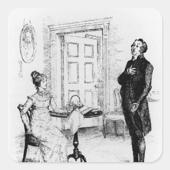 Herr Collins und Elizabeth Quadratischer Aufkleber (Vorderseite)