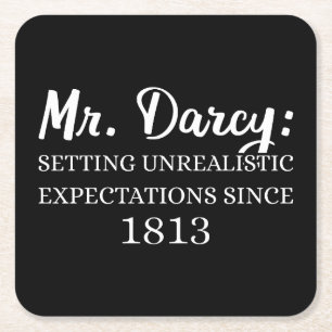 Herr Darcy: Unrealistische Erwartungen seit 1813 I Rechteckiger Pappuntersetzer