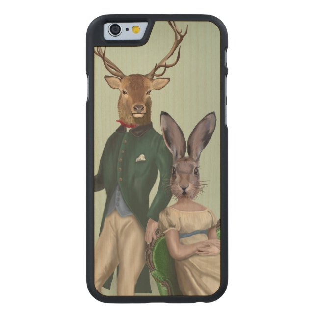 Herr Deer und Frau Rabbit 2 Carved Wood iPhone Hülle (Rückseite)