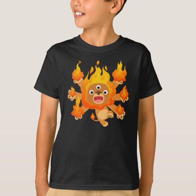 Herr des Feuers! (niedlicher Cartoon Löwe) Kinder  T-Shirt (Vorderseite)