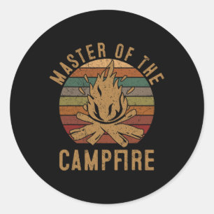 Herr des Lagerfeuers Camping Liebhaber Geschenk Ca Runder Aufkleber