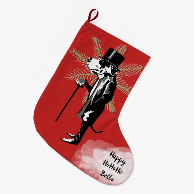 Herr Deutsche Dogge Großer Weihnachtsstrumpf (Vorderansicht (hängend))