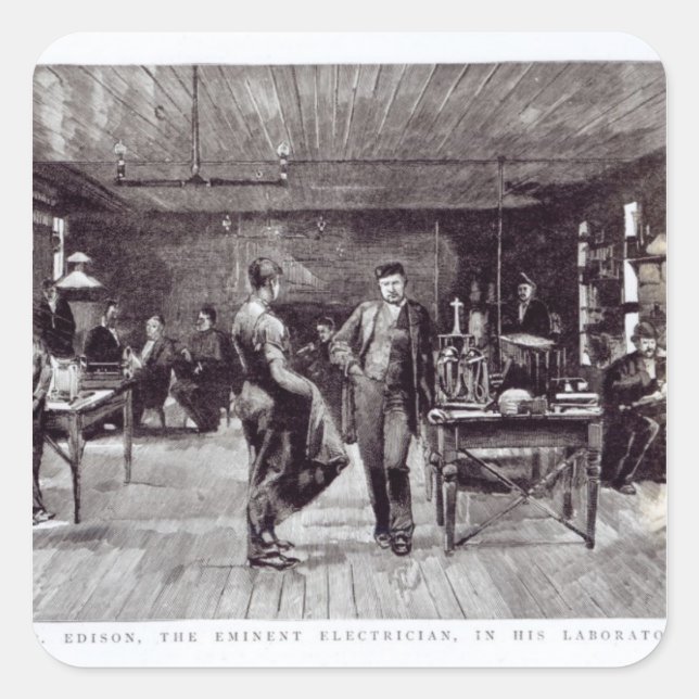 Herr Edison , Der herausragende Elektriker Quadratischer Aufkleber (Vorderseite)