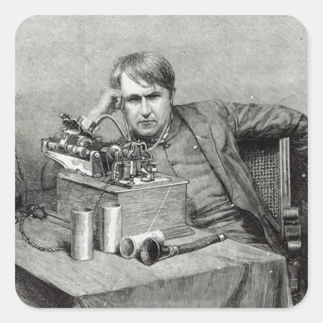 Herr Edisons neuer Tonträger Quadratischer Aufkleber (Vorderseite)