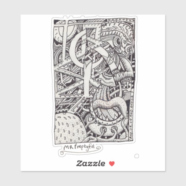 Herr Emptyful, Tinte Zeichnend Rechteckheber Aufkleber (Blatt)