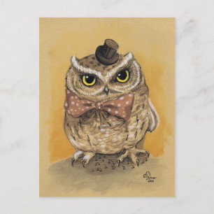 Herr Eule Eleganter Gentleman Postkarte
