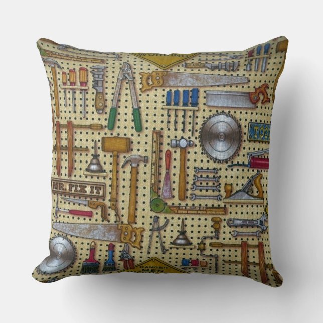 Herr Fix It Handyman Tools Throw Kissen (Vorderseite)