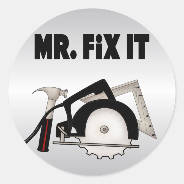 Herr Fix It Runder Aufkleber (Vorderseite)