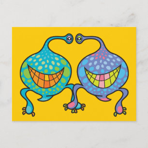 Herr & Frau Blob Cartoon Alien Fun Custom Postcard Postkarte