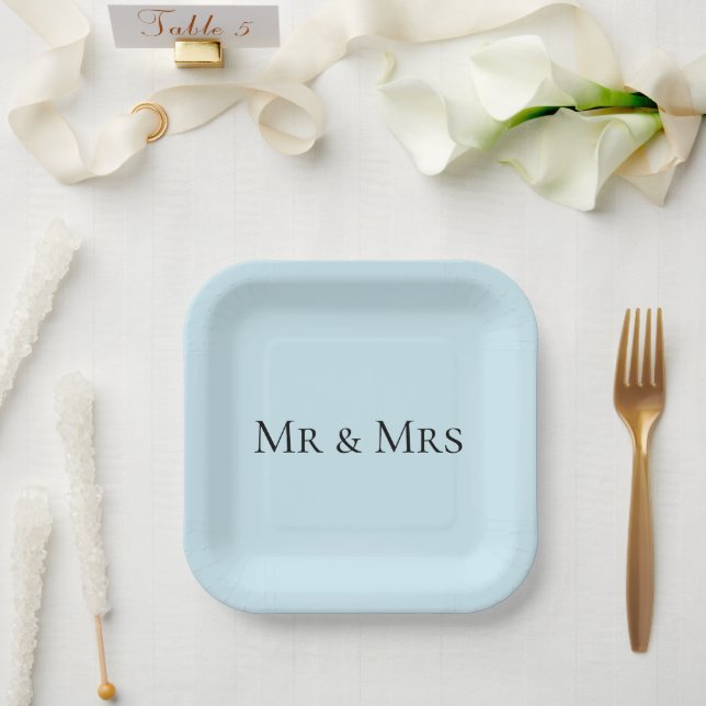 Herr & Frau Blue Color Pappteller (Hochzeit)