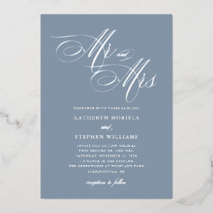 Herr & Frau Calligraphy Wedding Silver Foil Einlad Folieneinladung