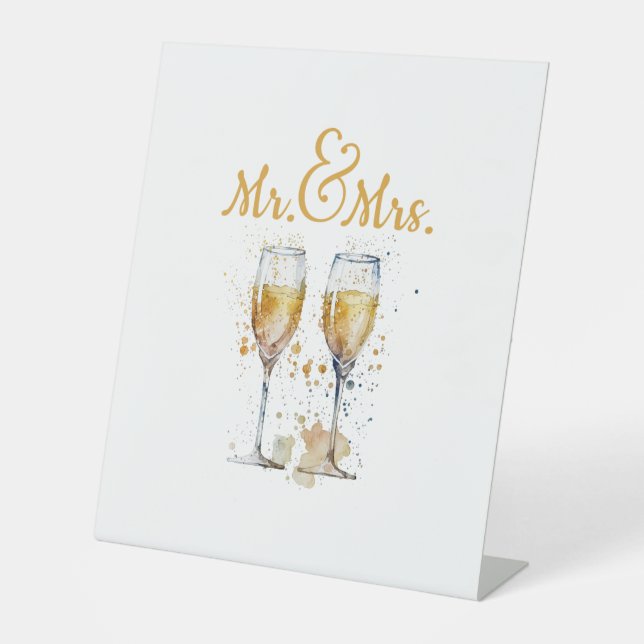 Herr & Frau Champagne Celebration Sockelschild (Vorderseite)