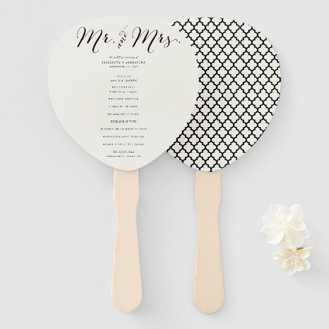 Herr & Frau Classic Script Geometric Wedding Progr Fächer (Vorne und Hinten)