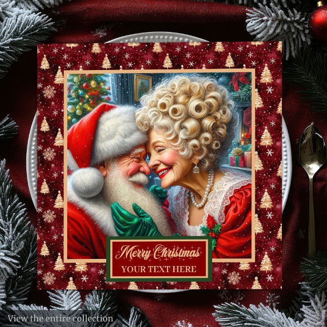 Herr & Frau Claus Holiday Napkins Red Gold Green Serviette (Mr. & Mrs. Claus Holiday Napkins Red Gold Green)