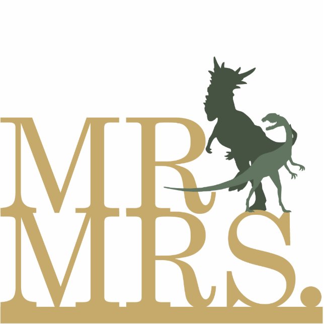 Herr & Frau Dinosaur Cake Topper Freistehende Fotoskulptur (Vorne)