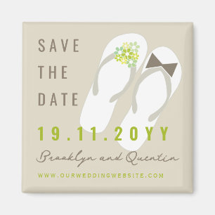 Herr & Frau Flip Flops Beach Hochzeit Save the Dat Magnet