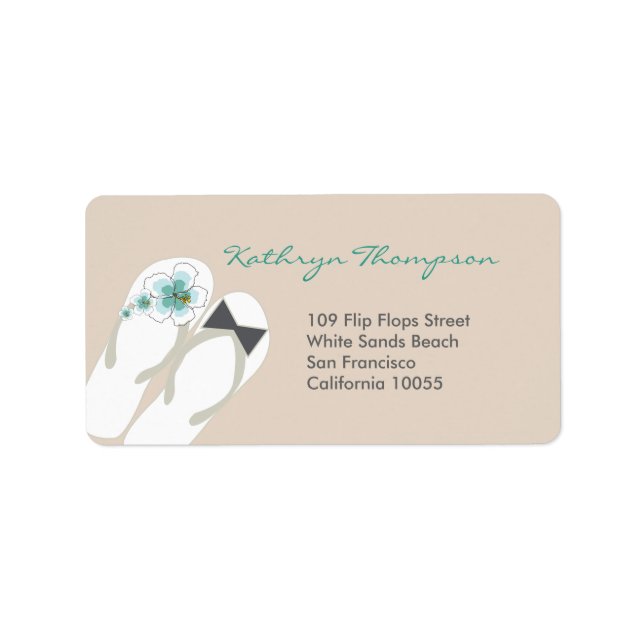 Herr & Frau Flip Flops Beach Hochzeitsplatten Adressaufkleber (Vorne)