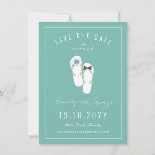 Herr & Frau Flip Flops Hibiskus Beach Wedding Foto Save The Date