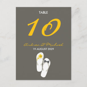 Herr & Frau Flip Flops Wedding Tischnummer Card