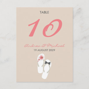 Herr & Frau Flip Flops Wedding Tischnummer Card